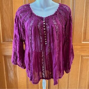 Free People Long Sleeve Viscose Blouse